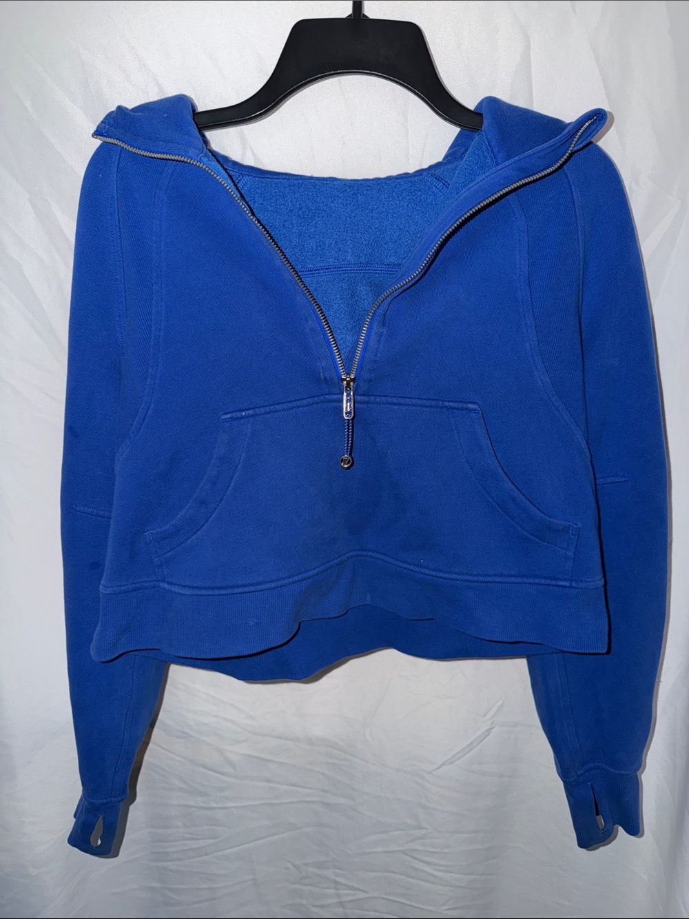 lululemon athletica cropped Royal Blue Half-Zip Hoodie SCUBA Sweatshirt - Women